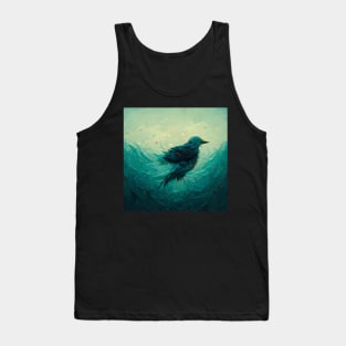 Drowning bird in blue water Tank Top